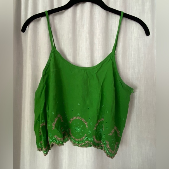 Free People Green Crop Top Flawed Size Woman’s Small (runs large) - Picture 1 of 6
